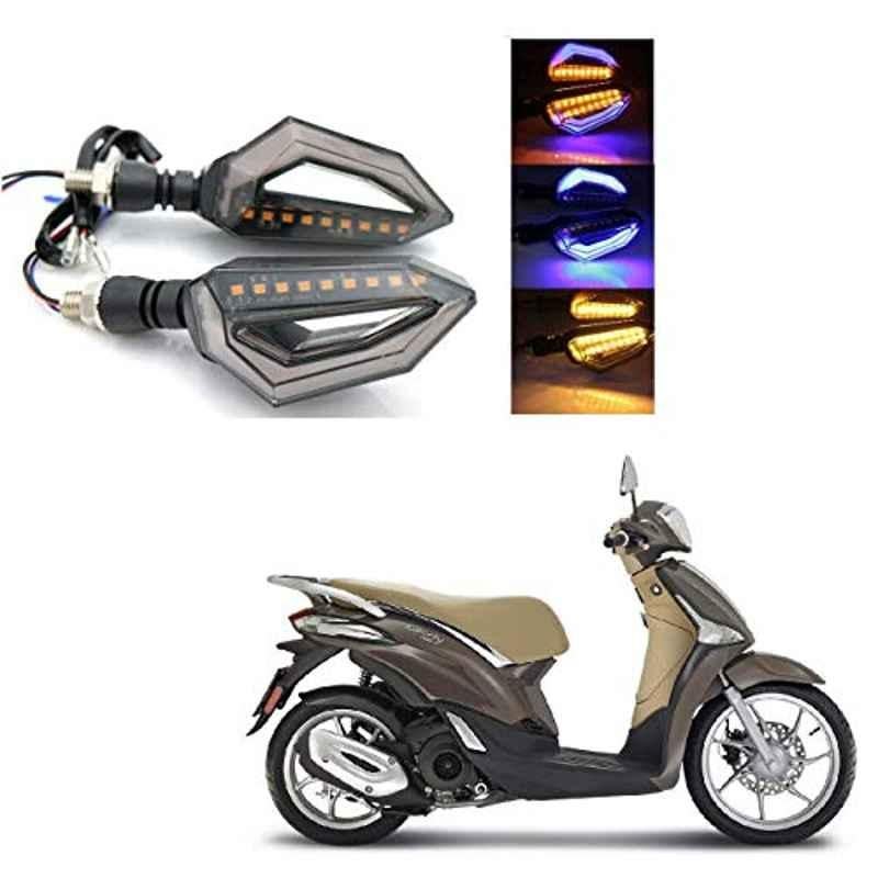 Kozdiko 4 Pcs Bike D Shaped 9 LED Front & Rear Side Turn Signal Indicator Light Set for Vespa Liberty 125