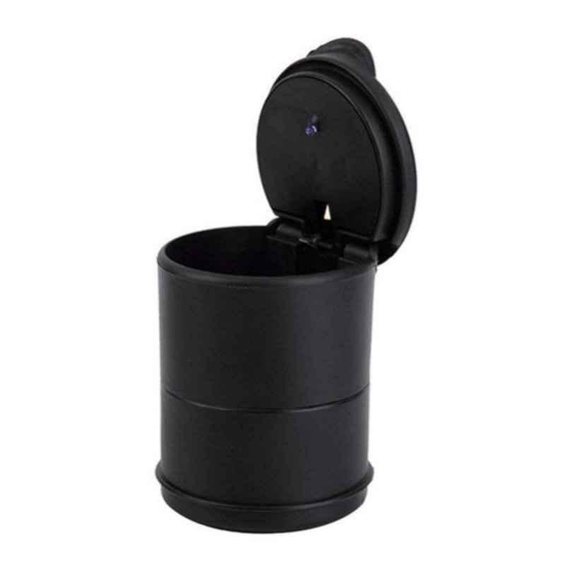 Auto Pearl Plastic Black Portable Cigarette Ashtray Holder with Blue LED
