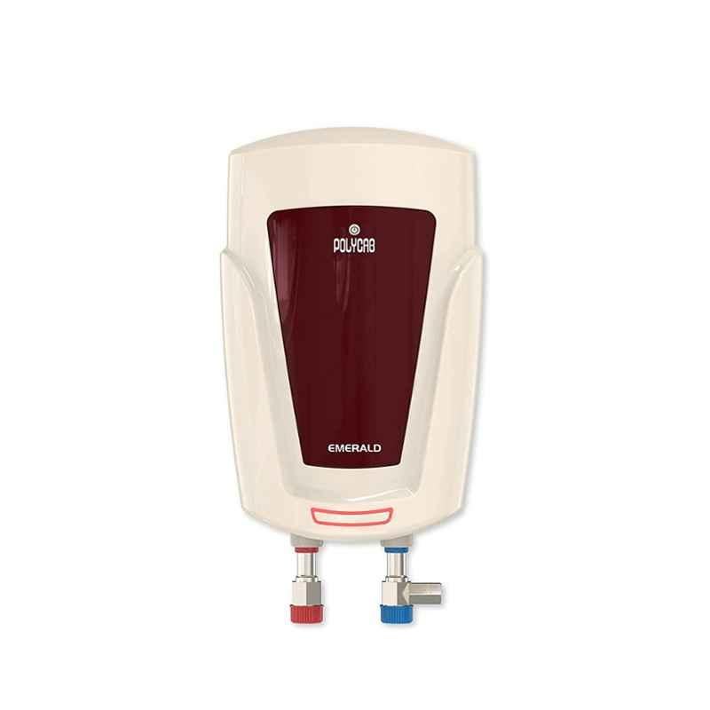 Polycab Emerald 1 Litre 4500W Ivory & Black Instant Water Heater, HWHINST020M