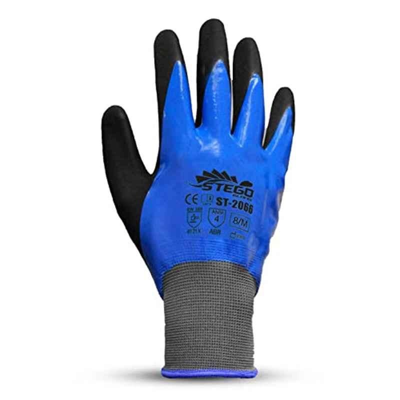 Stego Nitrile Knitted Nylon Mechnaical & Multipurpose Safety Gloves, ST-2066, Size: M