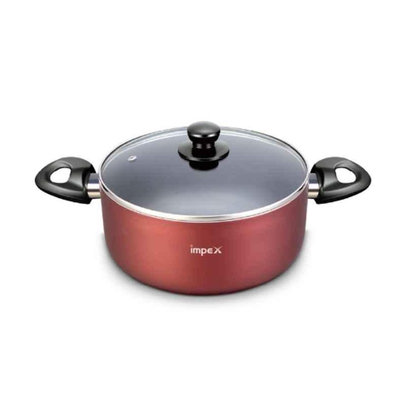 Impex 30cm 8L Aluminium Maroon Non-Stick Biriyani Pot with Induction Base, ISP 3012