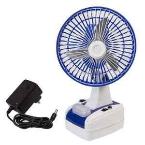 Globex 24W 8 inch Blue Rechargeable Table Fan With LED Lamp, Sweep: 400 mm