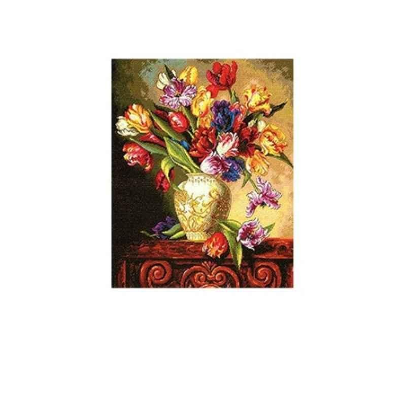 Cross Counted Gold Cross Stitch Kit Parrot Tulips Flowers