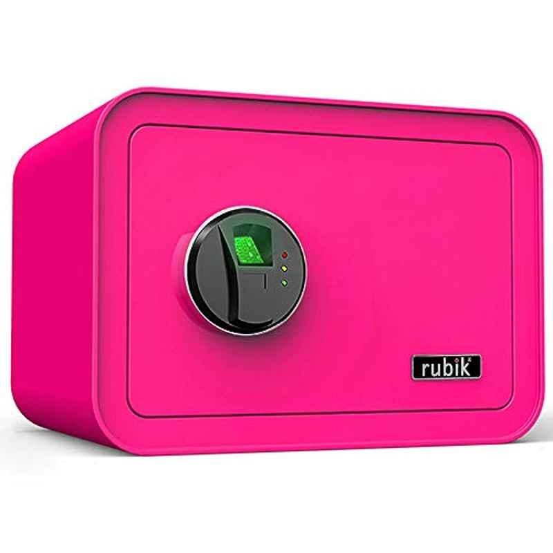 Rubik 28x25x35cm Alloy Steel Pink Safe Box with Biometric Fingerprint Lock, RB25QC9-PN