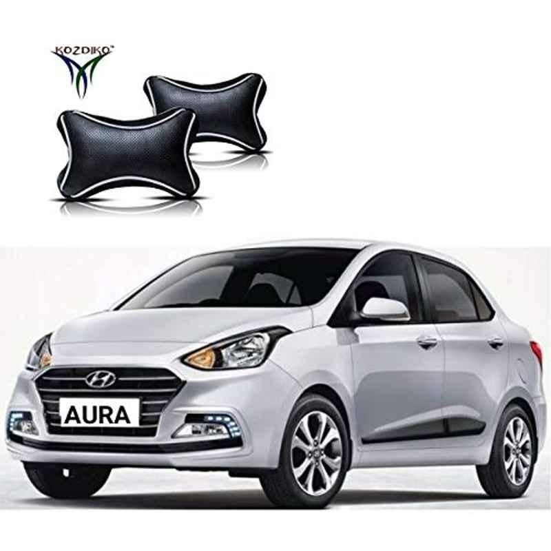 Kozdiko 2 Pcs Black Dotted Cushion Pillow Car Neck Rest Set for Hyundai Aura, koz_45913