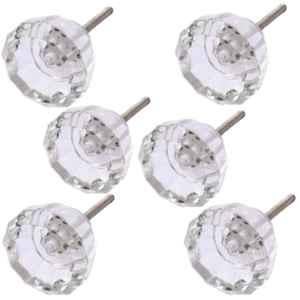 Atom 1.25 Inch Clear Crystal Glass Flower Cabinet Door knob (Pack of 6)