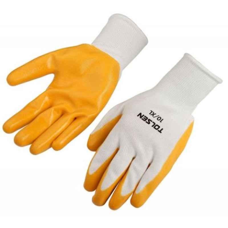 Tolsen 45010 Polyester Yellow Nitrile Working Gloves, Size: XL