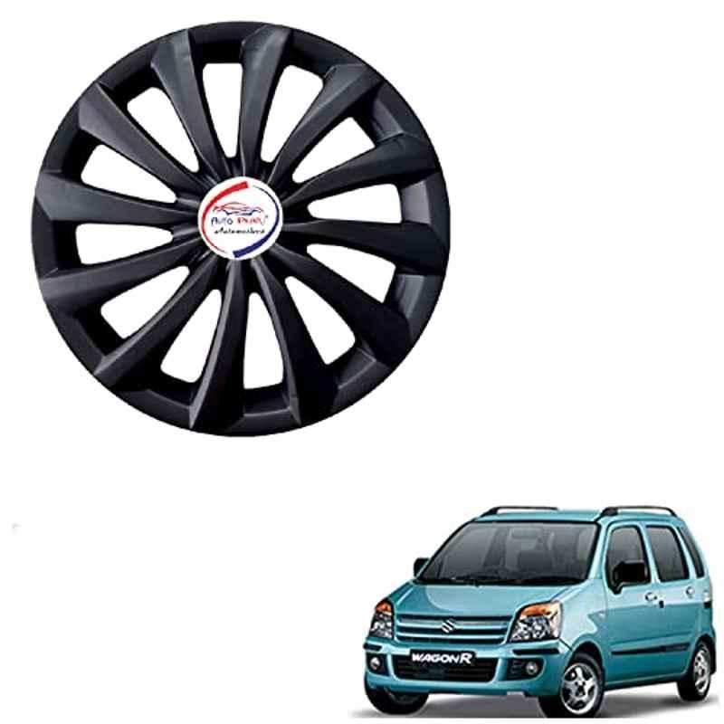 Auto Pearl 4 Pcs 13 inch ABS Black Hubcap Wheel Cover Set with Retention Ring for Maruti Suzuki WagonR 2006 2010