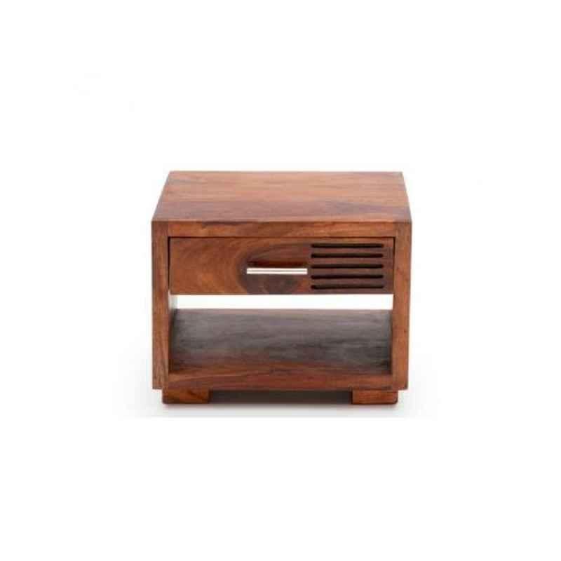 Angel Furniture 40x30x55cm Natural Medium Glossy Finish Sheesham Wood Provo Side Table, AF-124H