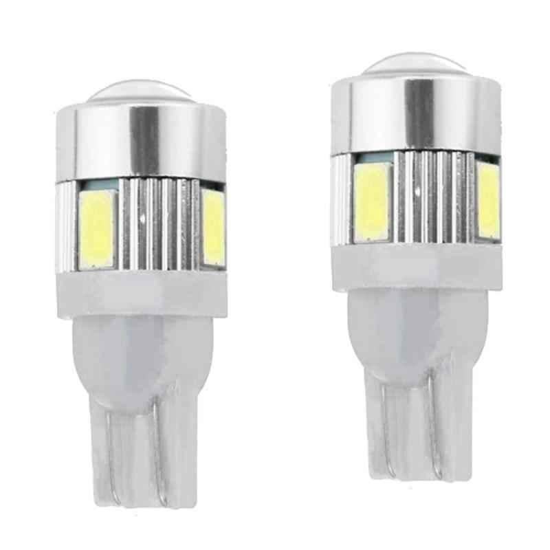 AllExtreme EXT106W 2 Pcs 2W T10 6 SMD White LED Parking Light Set