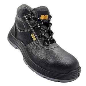 JAMA Leather PU Steel Toe Black Safety Shoes, 82514-JB120-07, Size: 7