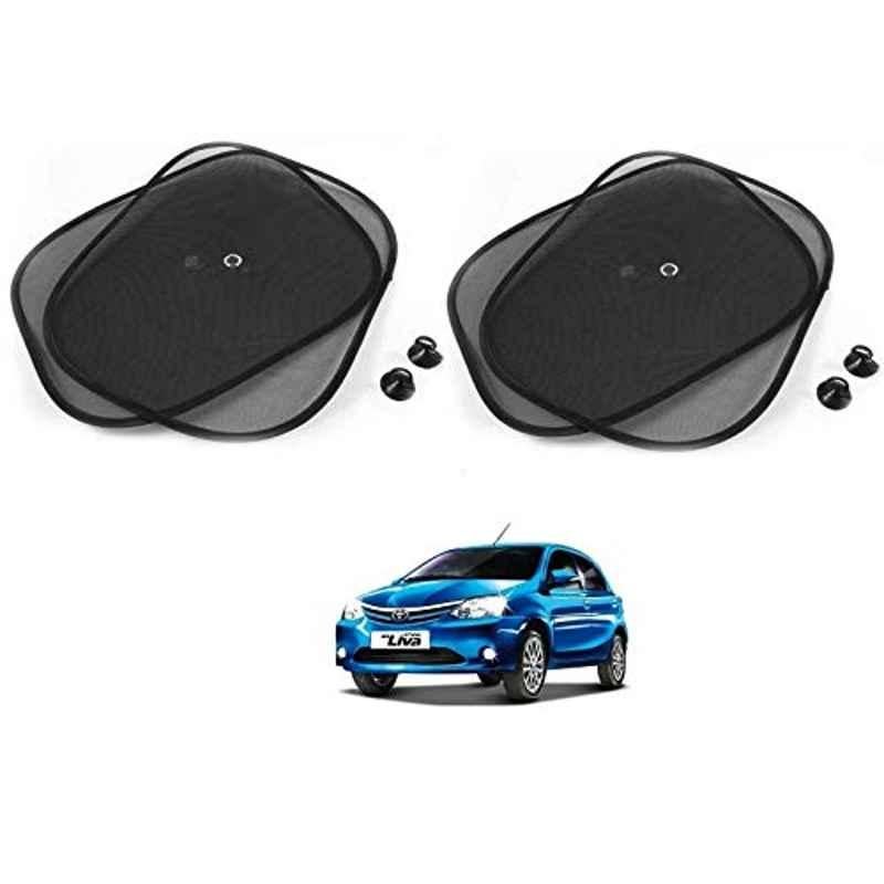Kozdiko 4 Pcs Black Chipokoo Car Window Sunshade Curtain Set for Toyota Etios Liva, koz_79195