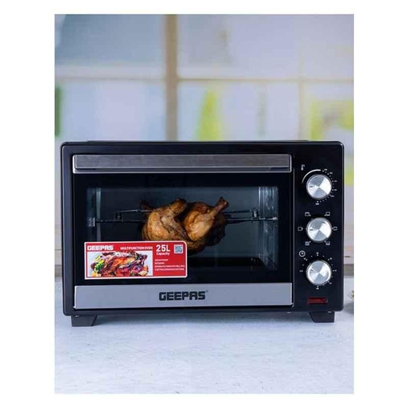 Geepas 25L 1600W Black & Clear Electric Oven with Rotisserie, GO4464N