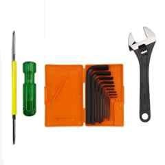 Hillgrove HGCM448M1 8 inch Universal Multi-Function Adjustable Wrench, 2-in-1 Screwdriver & 9 Pcs Hex Allen Key Set Combo, HGCM747