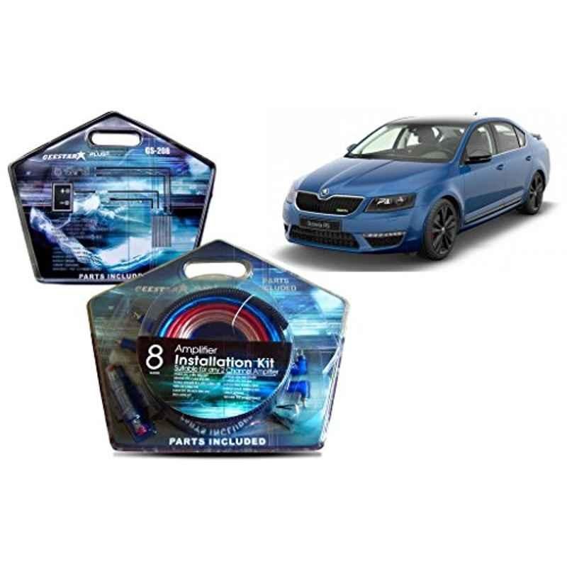 Auto Pearl Geestar Plus 8 Guage 2 Channel Amplifier Full Installation Kit for Skoda Octavia, GS-208