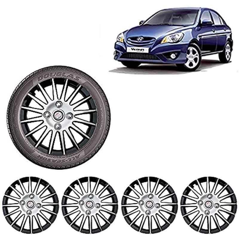 Auto Pearl 4 Pcs 14 inch ABS Silver & Black Wheel Cover Set for Hyundai Verna