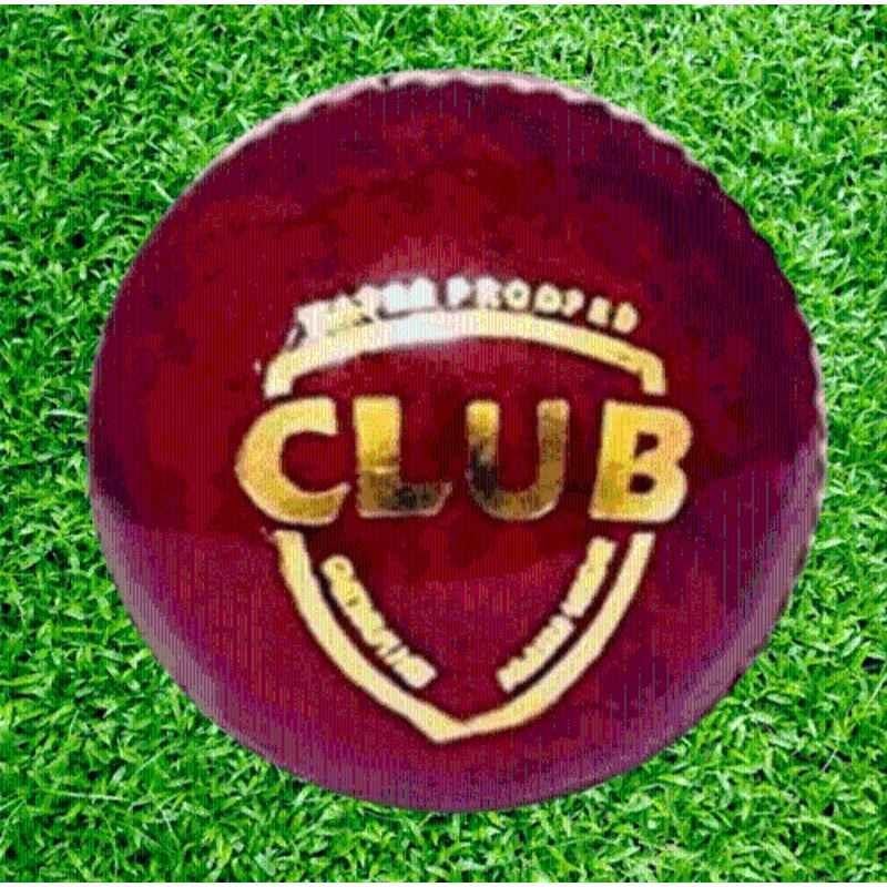 HTM Club Red Leather Cricket Ball