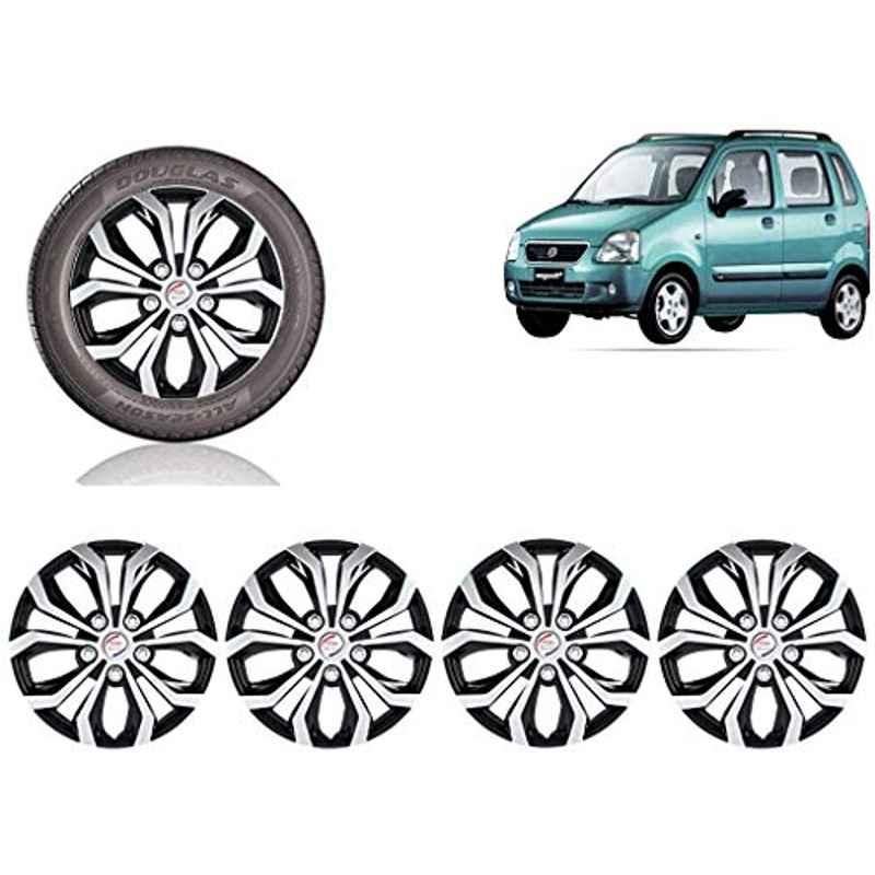 Auto Pearl 4 Pcs 13 inch Black ABS Press Type Hubcap Wheel Cover Set with Retention Ring for Maruti Suzuki WagonR2003