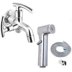 IRIS C-2 Brass Chrome Finish 2 Way Bib Cock with Jazz Health Faucet