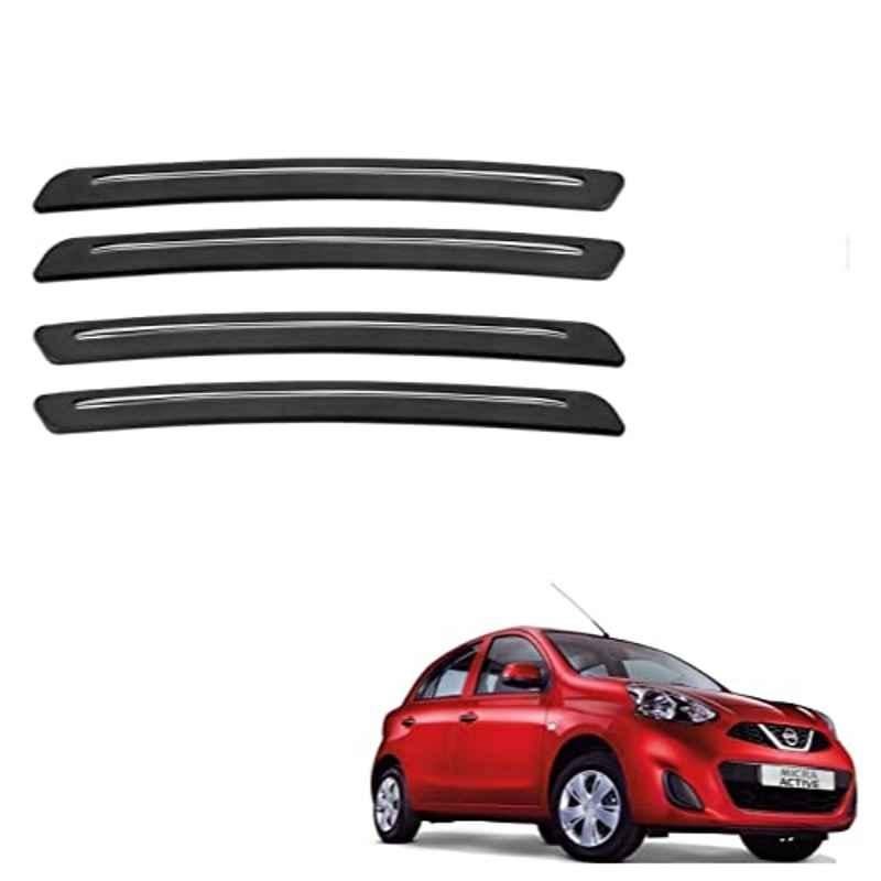 Kozdiko 4 Pcs Rubber Black Car Bumper Protector Set with Chrome Strip for Nissan Micra Active