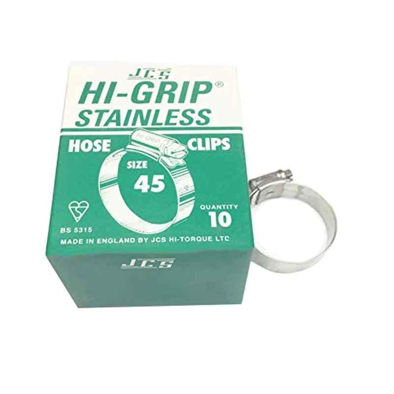 JCS HI-Grip 45mm Stainless Steel 304 Hose Clips (Pack of 10)