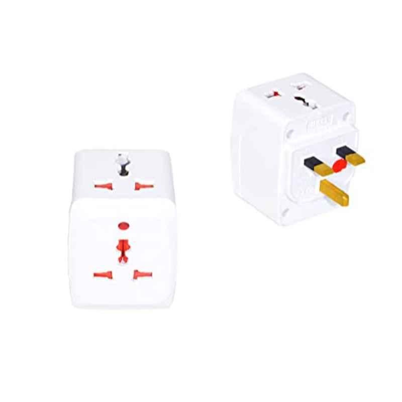13A 3 Way White Type-C Multi Plug Travel Adaptor with Multiple Socket (Pack of 2)