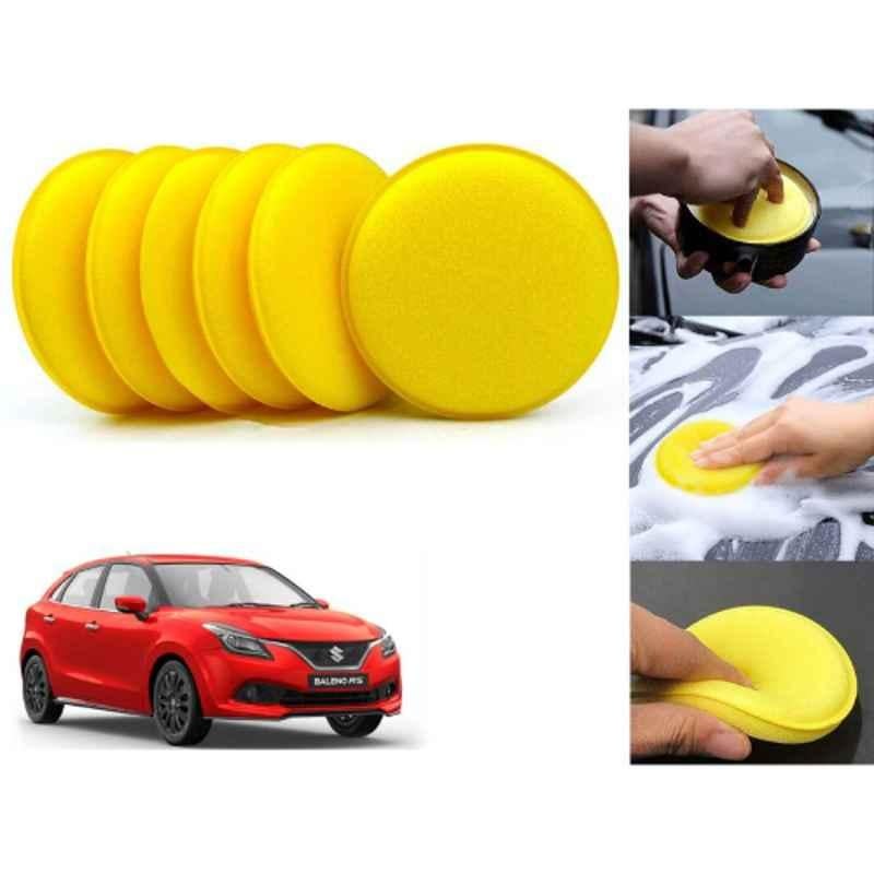 Auto Pearl Polyurethane Beige Washing & Waxing Polish Foam Sponge for Baleno RS 2017 (Pack of 6)