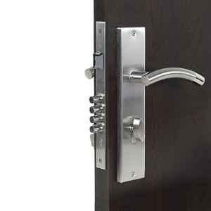 Handle Waala MG1101-OSK 10 inch 60mm Stainless Steel Silver Cylindrical Plate One Side Key Mortise Door Lock Set