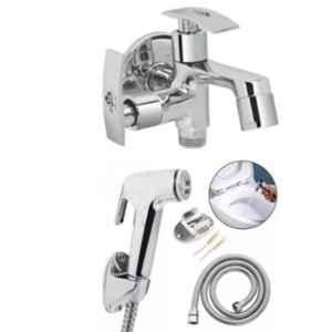 Gold Bell Soft Brass Silver Wall Mounted Chrome Finish 2 in 1 Bib Tap Set with ABS Health Faucet
