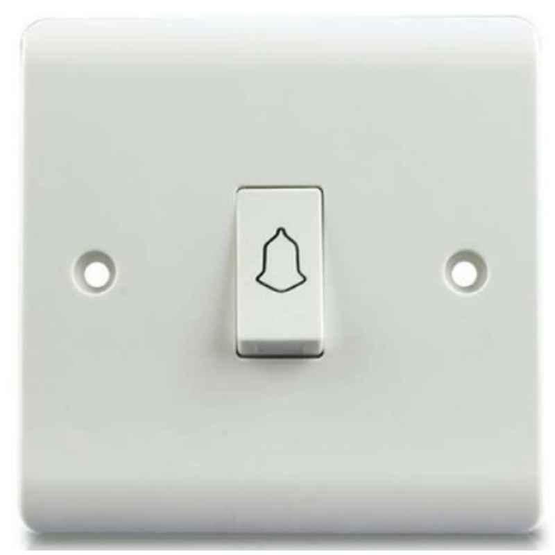 Micron 10A Bakelite White Bell Push Switch, MME0217