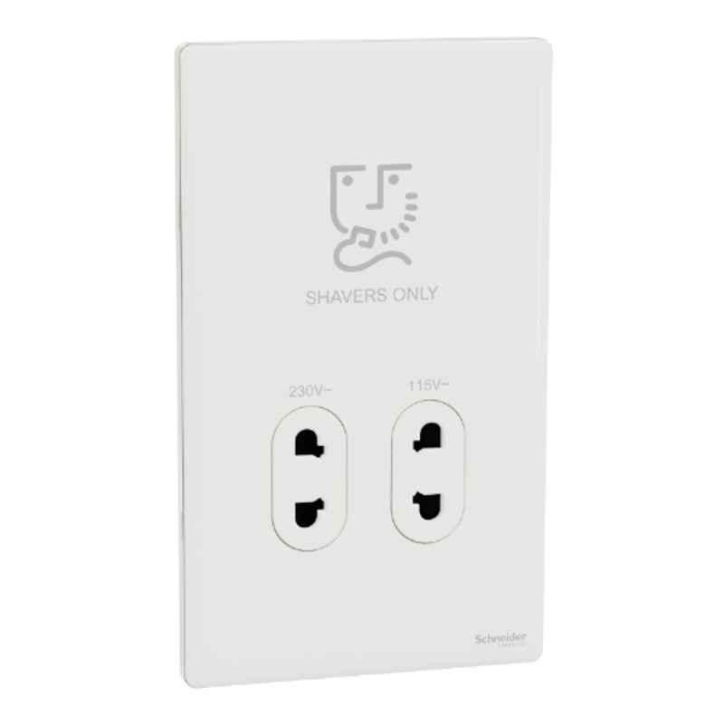 Schneider Electric Unica X 115/230VAC Vertical Painted White Shaver Socket, NUXT727V_PW