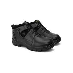 Enrich Field 64BK Pure Leather Anti-Skid Steel Toe Black Safety Shoes, Size: 7