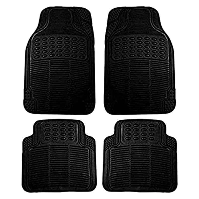 Kozdiko 4 Pcs Rubber Black Car Simple Foot Mat Set for All Cars
