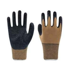 Swavind Nylon Brown & Black Synthetic Crinkle Coated Hand Safety Gloves, Size: Free (Pack of 35)