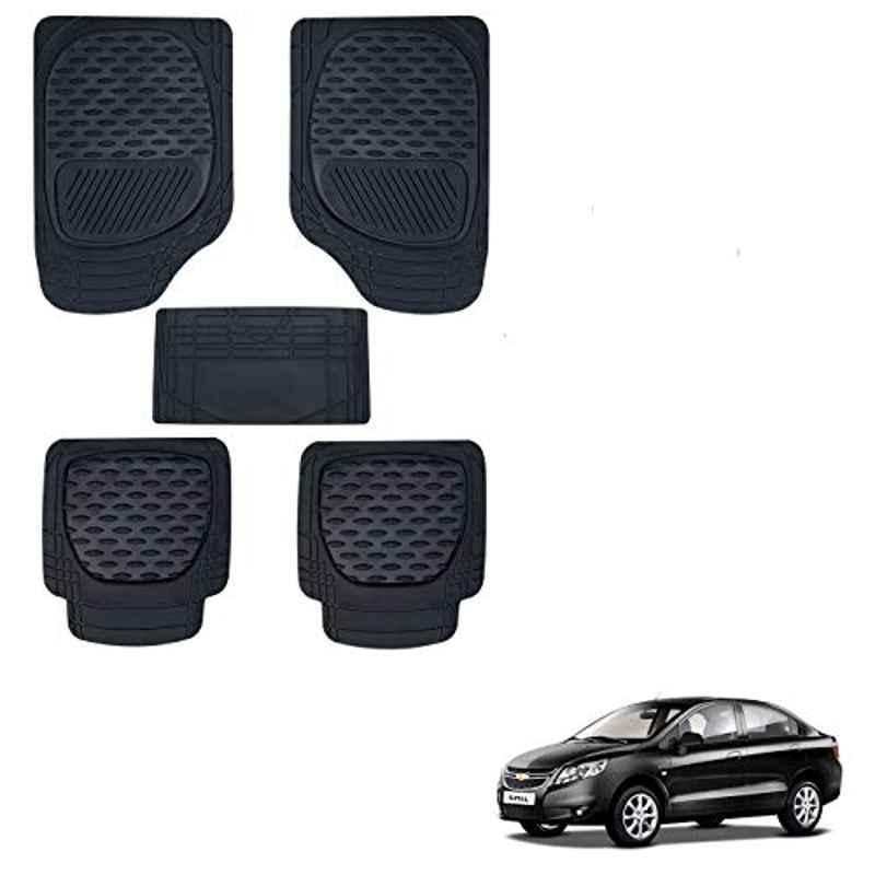 Kozdiko 6255 5 Pcs Rubber & PVC Black Heavy Car Foot Mat Set for Chevrolet Sail
