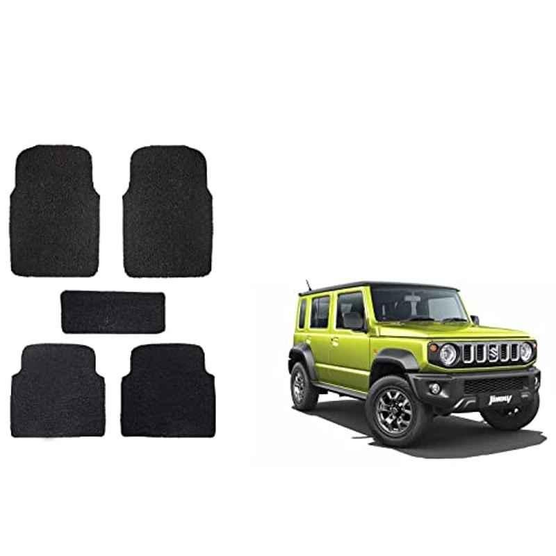 Kozdiko 5 Pcs Black Heavy Duty Anti Slip Noodle Nomad Style Car Floor Mat for Maruti Suzuki Jimny