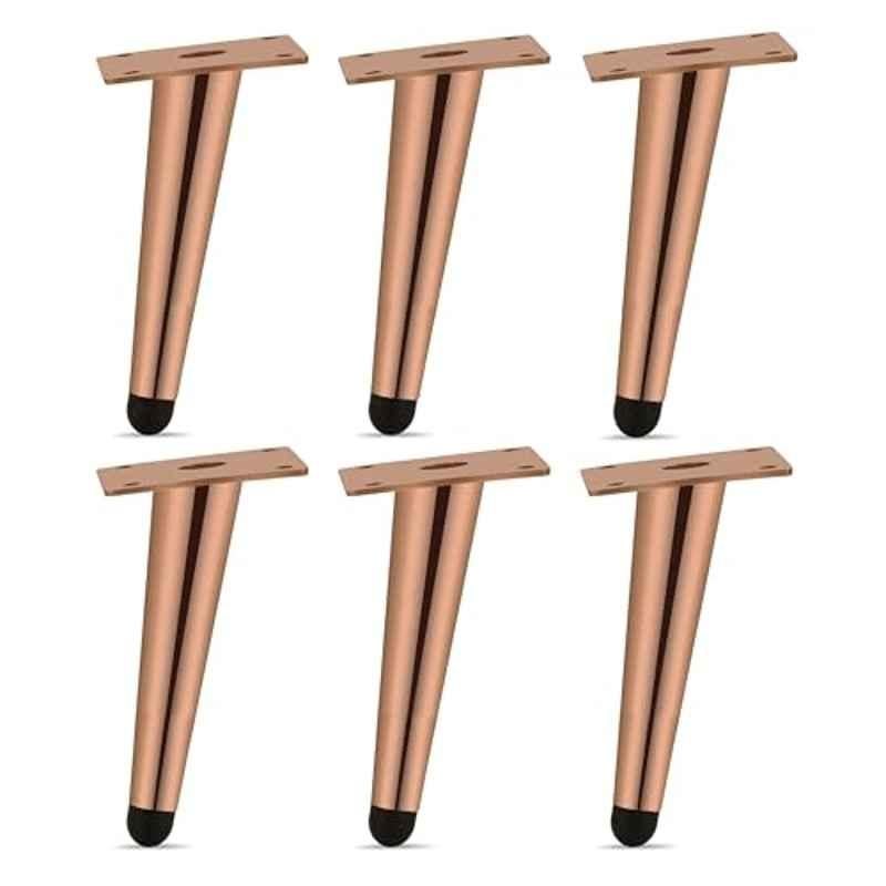 Plantex 6 inch Stainless Steel Rose Gold Sofa Legs with Rubber Grip (Pack of 6)