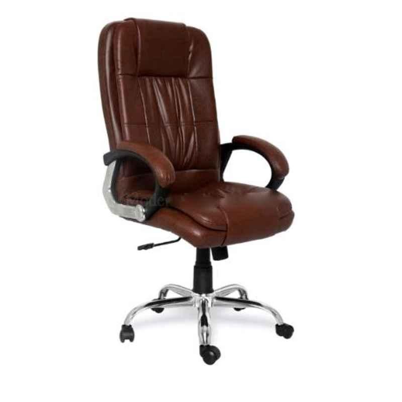 Modern India Leatherate Brown High Back Office Chair, MI265