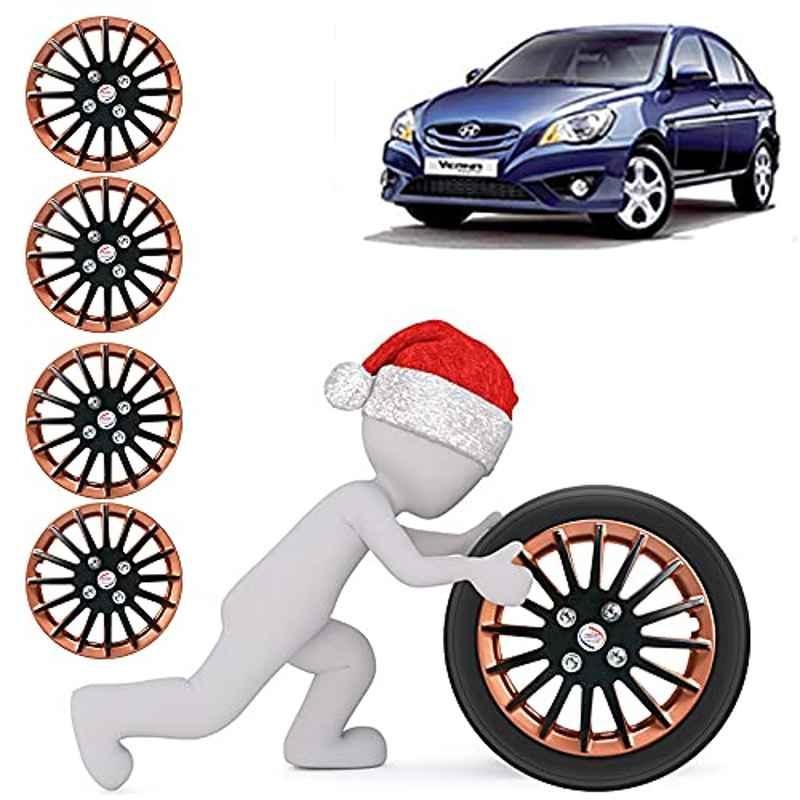 Auto Pearl 4 Pcs 14 inch ABS Copper & Black Car Wheel Cover Set for Hyundai Verna Transform