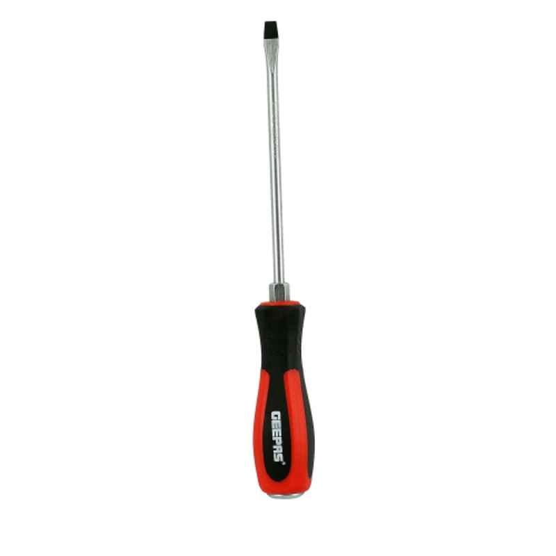 Geepas 150mm Chromium Vanadium Steel Black & Red Slotted Screwdriver, GT59226
