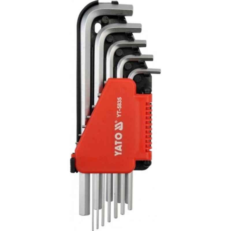 Yato 12 Pcs 1/16-3/8 inch CrV 6150 Long Hex Key with Ball Set, YT-5837