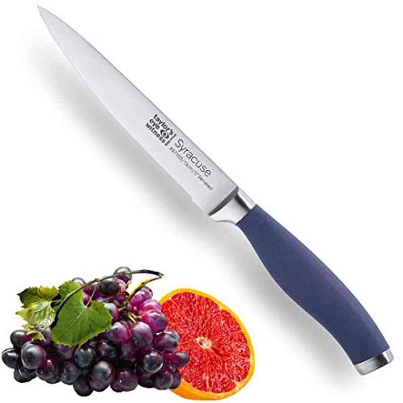 Taylor's Eye Witness Syracuse RST103D 5 inch Stainless Steel Denim Blue Serrated Utility Knife