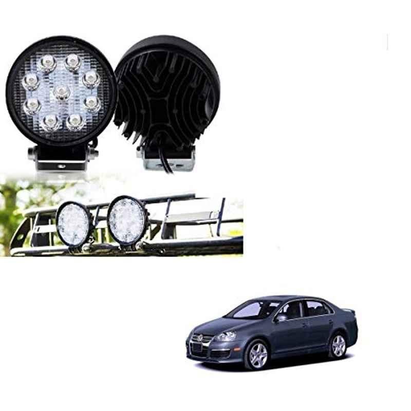 Kozdiko 2 Pcs 27W 4 inch 9 LED Waterproof Round White Fog Light Set with Mounting Brackets for Volkswagen Jetta, kozd_19877
