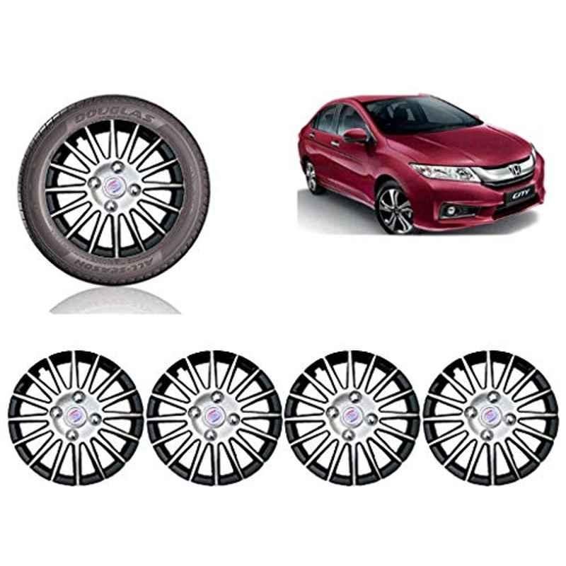 Auto Pearl 4 Pcs 15 inch ABS Black & SIlver Car Wheel Cover Set for Honda City Idtec 2016