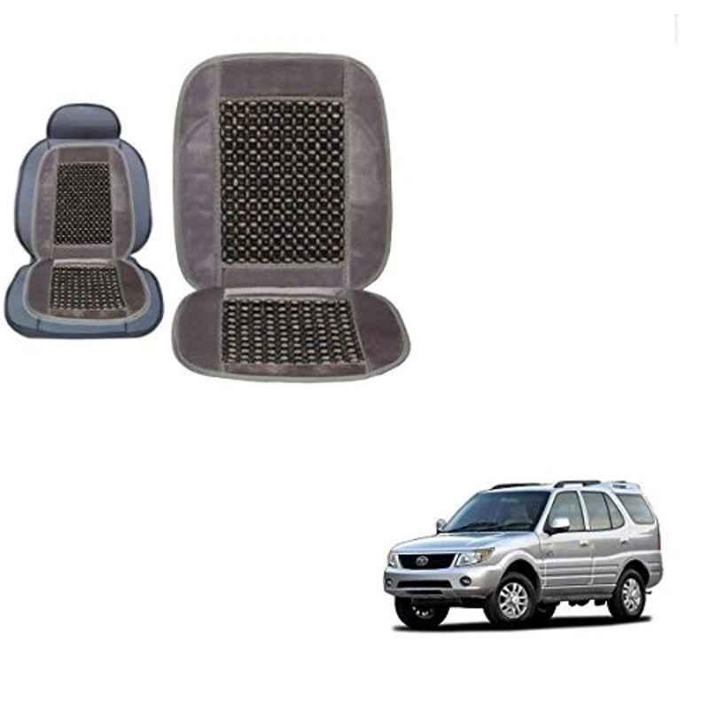 Kozdiko Wooden Bead Seat with Grey Velvet Border for Tata Safari, KOZ-87105