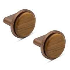 Plantex Round Drawer Knob/Pull-Push Knobs for Kitchen/Knobs for Cabinets/Bedroom Drawer (Pack of 2) Small, Rose Gold & Wood