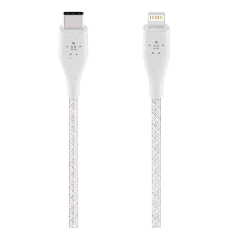Belkin Duratek Plus 1.2m White Lightning to USB C Cable with Strap, F8J243bt04-WHT