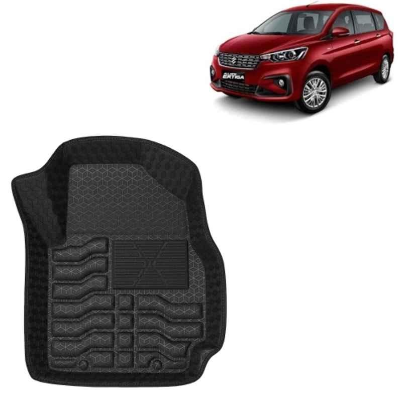 Kingsway 4 Pcs Premium 4.5D 100% Waterproof Tray Shape PVC Black Car Floor Mat Set for Maruti Suzuki Ertiga 2018 to 2022 All Model
