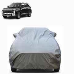 Aarex Auto Polyester Grey 100% Waterproof Car Body Cover with Mirror Pocket, UV Protection & Buckle Belt for Hyundai Venue (2015-2026) Model, BRZ-01-Grey