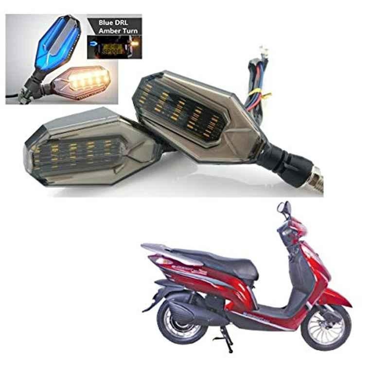Kozdiko 4 Pcs Plastic Front & Rear U Shape Dual Color DRL LED BIke Indicator Set for Avon E Scoot